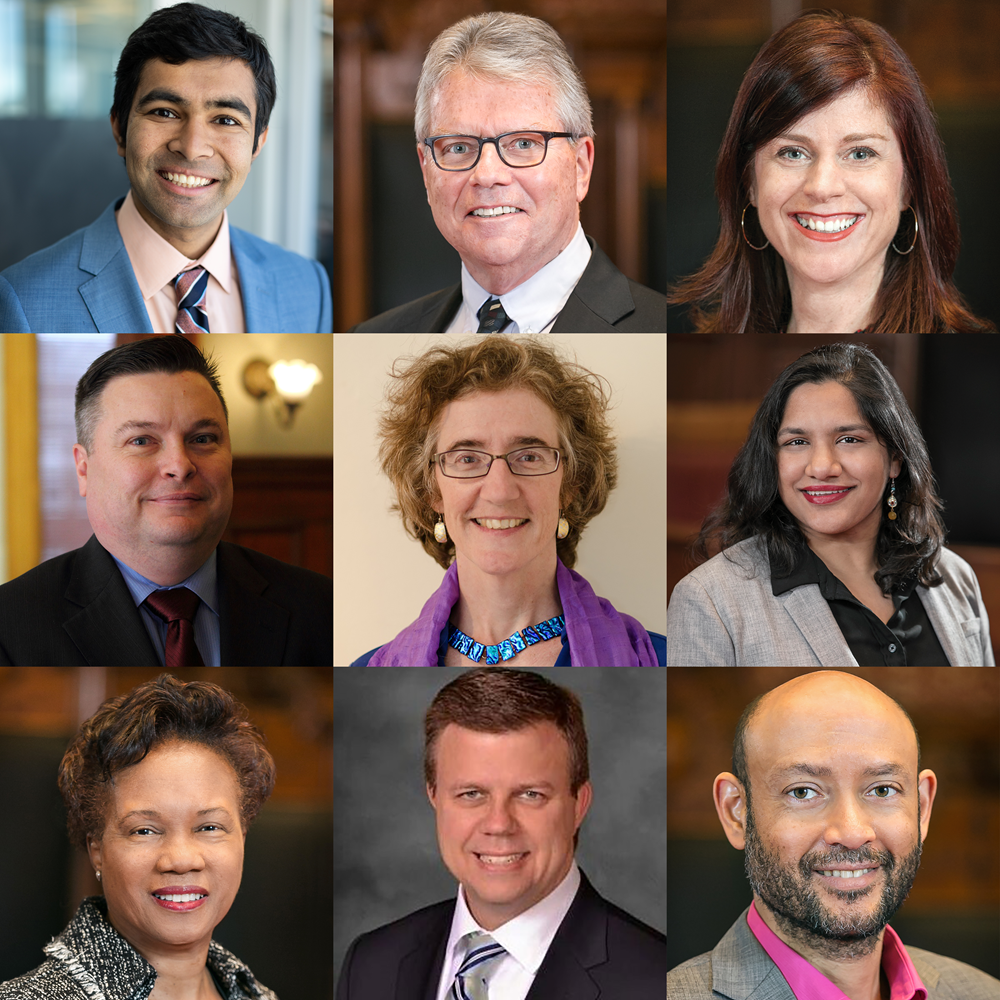 Collage of headshots of the nine City Councilors arranged in a 3 by 3 grid