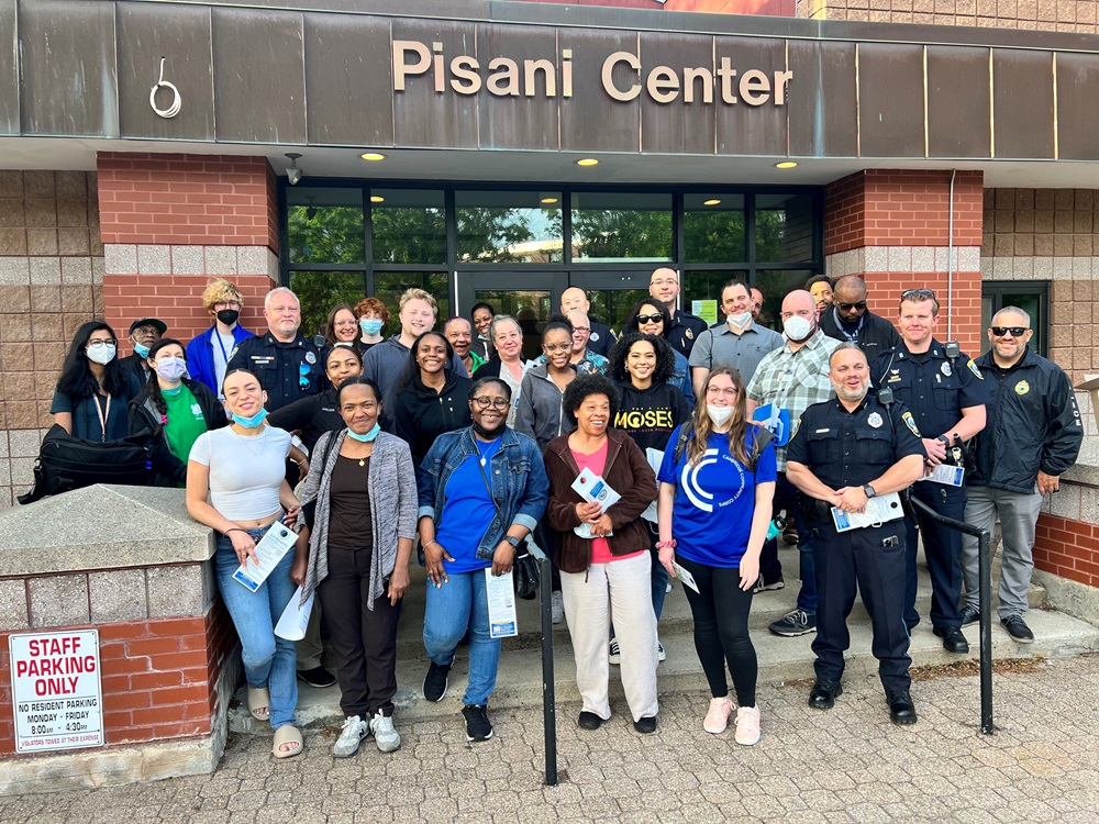 The City's Community Engagement Team and Cambridge Police collaborated on door-to-door outreach.