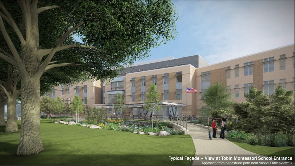 Rendering of Tobin-Montessori School entrance.