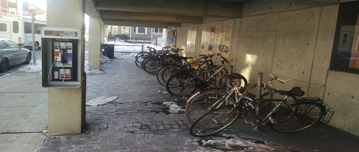 Central Square bike parking area