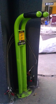 Bike repair station inside public garage