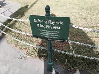 Close up of dog park sign