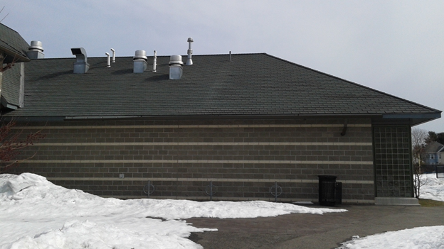 Wide side view of Russell Fieldhouse