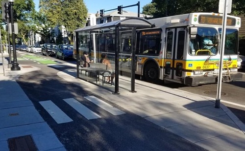 A floating bus stop on Western Ave.
