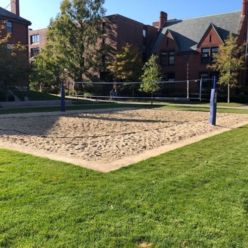 The outdoor Rhino Volleyball Court on the Harvard Divinity School campus.