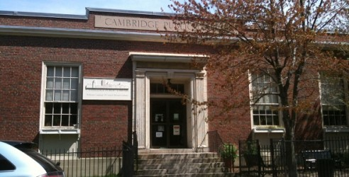 The front door of the O'Connell Branch of the Cambridge Public Library