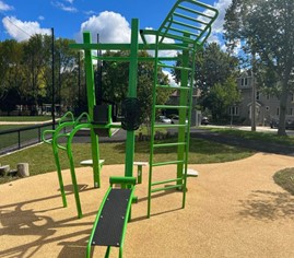A structure with bars for climbing, pull-ups, and other exercises.